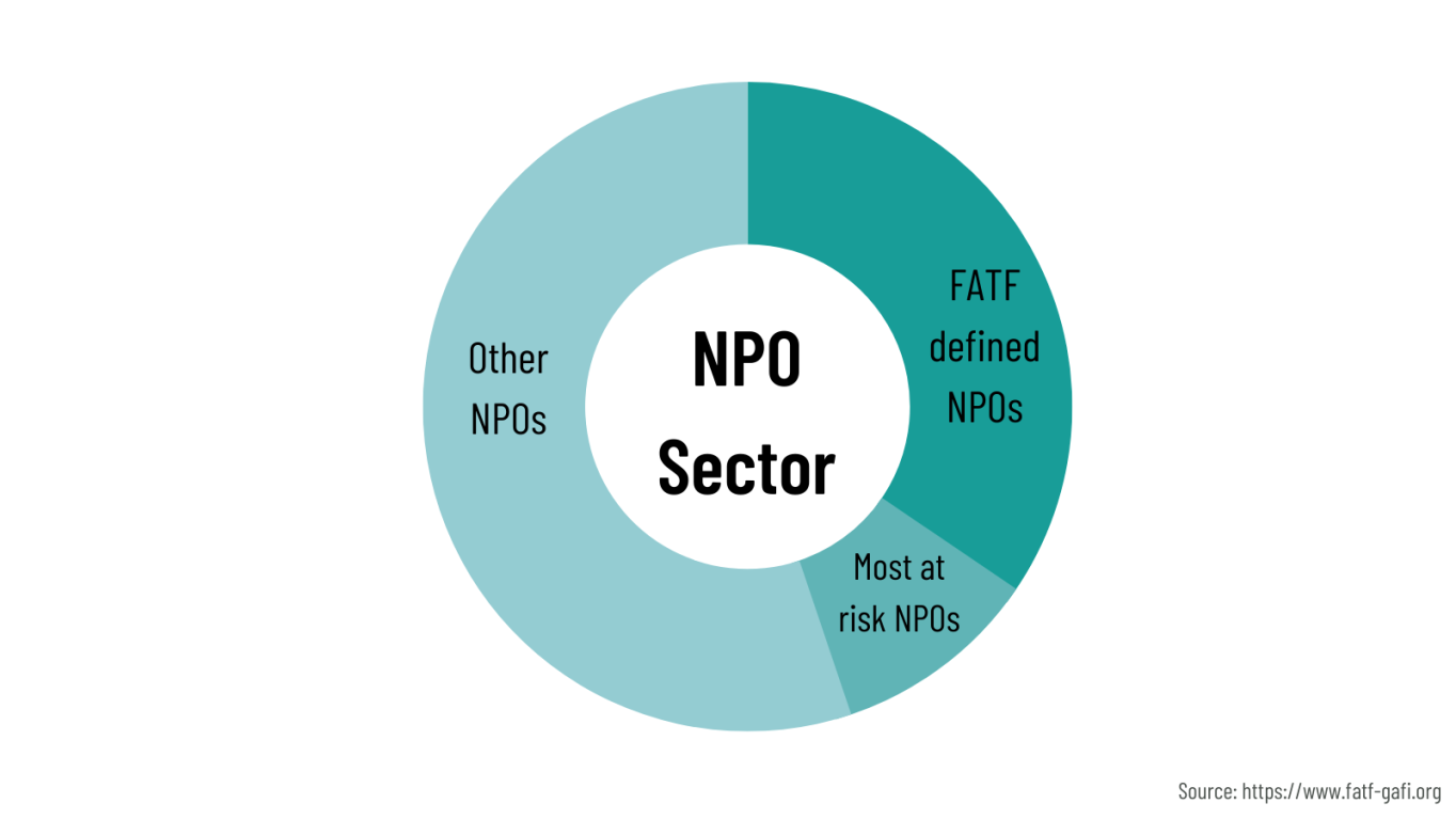 NPO Sector image, showing actual NPOs, those at risk and those considered NPOs by the FATF